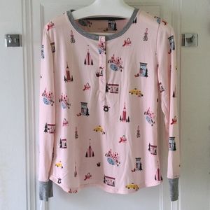 Pink Kate Spade Christmas-themed pajama top